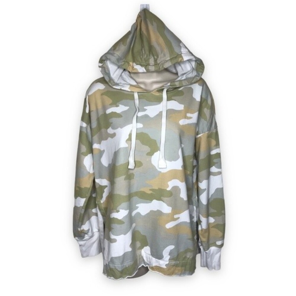 Aerie Sunwashed Desert Camo Side Cut Slit Hoodie Women's Size XS Oversized Boxy